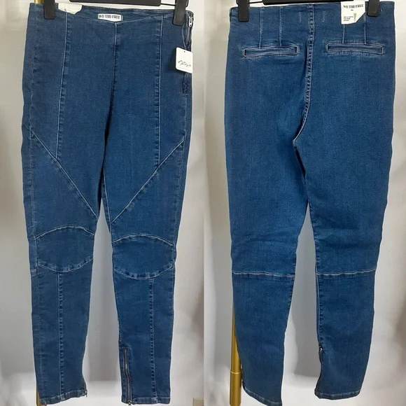NWT Free People Bella Moto Mid Rise Skinny Jeans - Picture 2 of 9